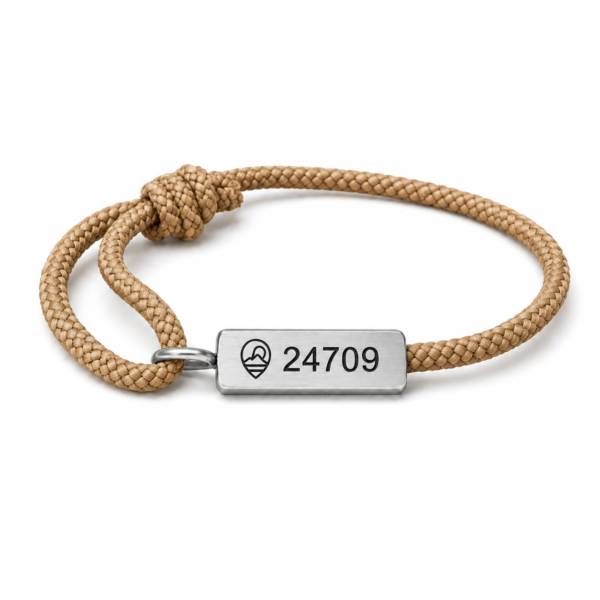 Compass Bracelet - Silver/Tan