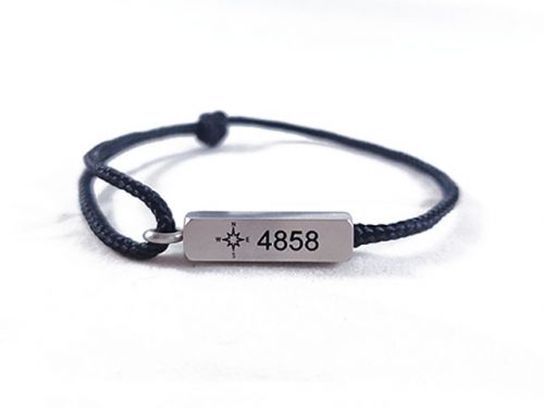 Compass Bracelet in Silver/Coal