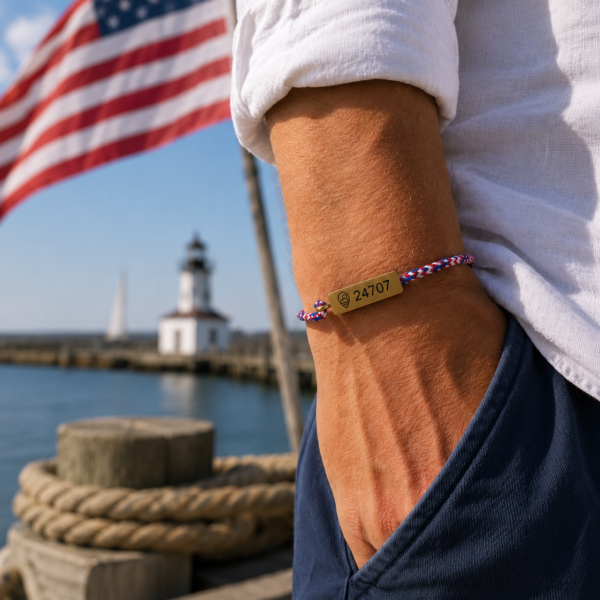 Compass Bracelet America's 250th in Red/White/Blue - Gold