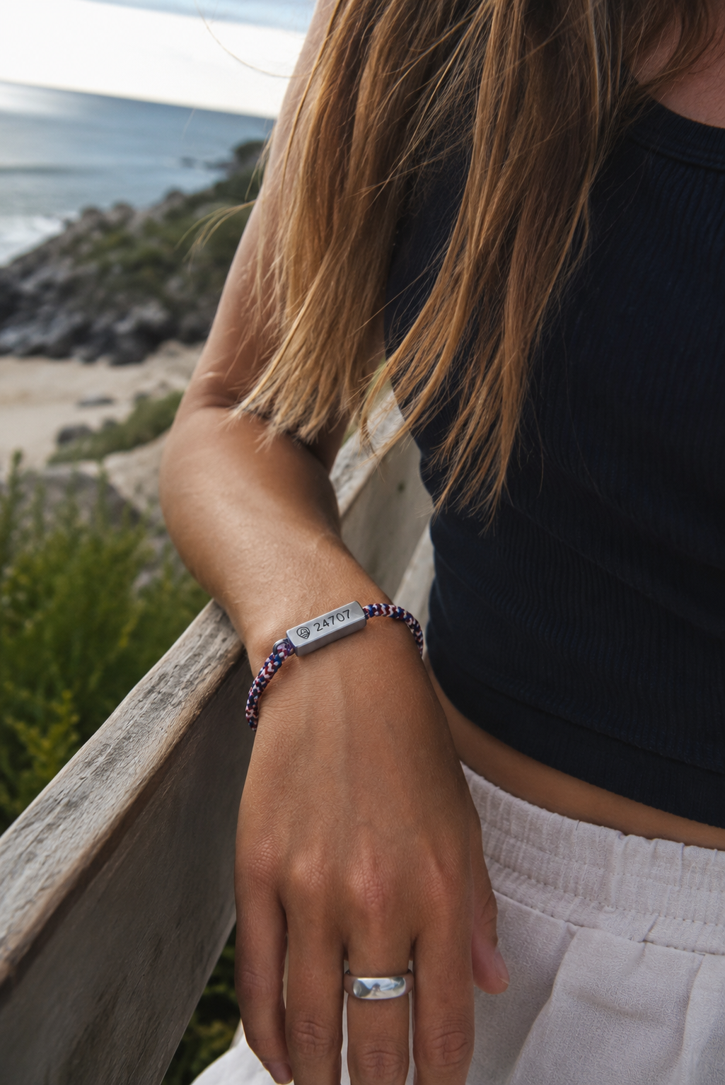 Compass Bracelet America's 250th in Red/White/Blue - Silver - Image 2